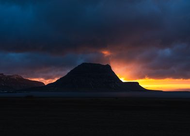 Sunset Kirkjufell mountain