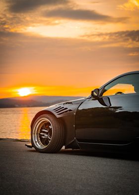 sunset and super car