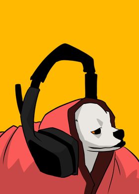 dog with headphone