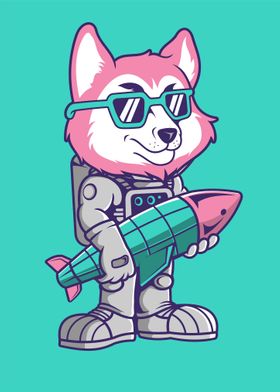 fox astronaut hand drawn