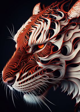 Fractal Tiger Red White