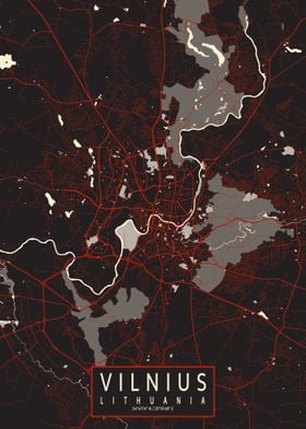 Vilnius City Map Vector