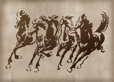 Vintage Horses Running