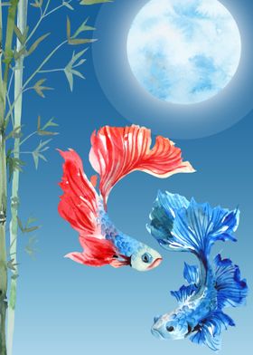 Watercolor Betta Fish