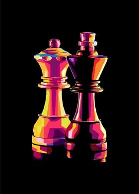 king queen chess pop art