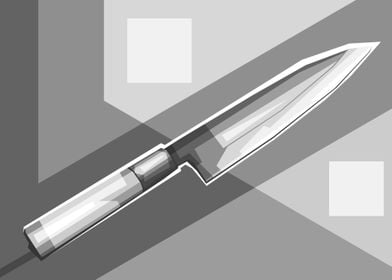 Chicken Knife Grayscale 