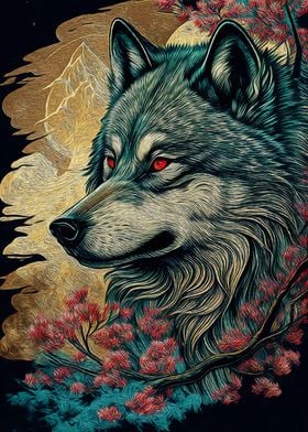 Wolf Japanese art