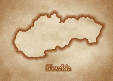 Slovakia glow vintage map