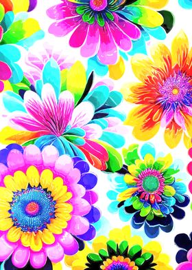 Watercolor Rainbow Flowers