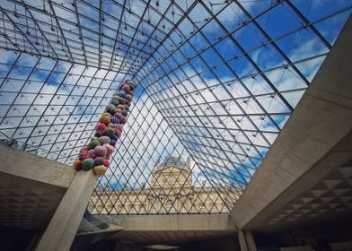 Underneath Louvre glass