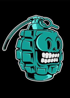 grenade skull hand drawn