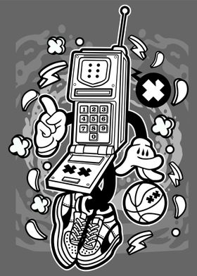 retro cell phone cartoon