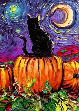 Cat Starry Night Van Gogh