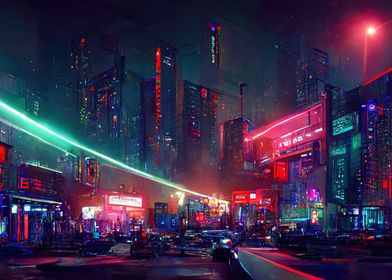 'Cyberpunk Neon City' Poster by 80s Retro | Displate
