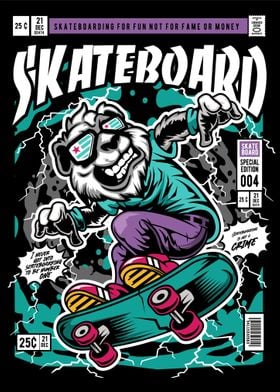 panda skateboard comic cov