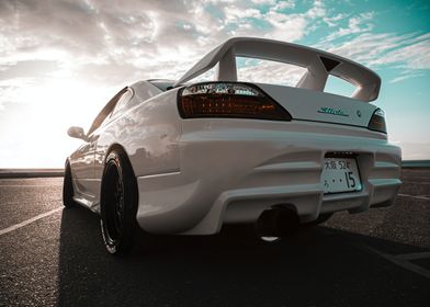 white nissan silvia 