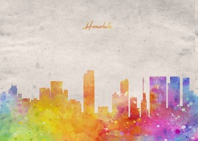 Honolulu Skyline Painting