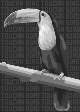 Toucan grayscale with text