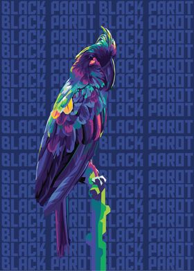 Black Parrot with text