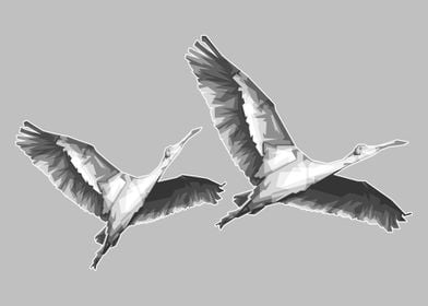 Flying Bird Grayscale Art