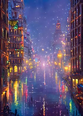 Sparkling City Painting