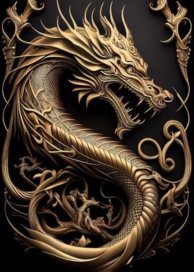 'The Mighty Gold Dragon' Poster by Muntwalt | Displate
