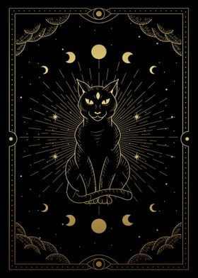 Tarot mystical black cat
