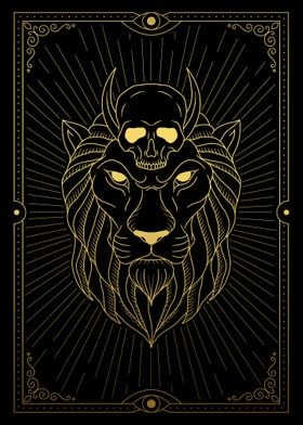 Tarot lion head with skull