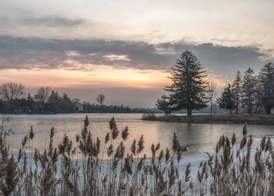 Wintery Lake Sunset