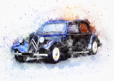 old car watercolor