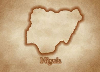 Nigeria map glow vintage