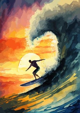 Surfer sunset Surfing