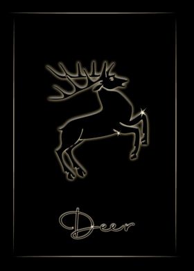 Black glowing deer outline