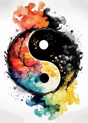 Yin and Yang Watercolor