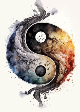 Yin and Yang Watercolor