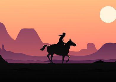 The Cowboy in Sunset