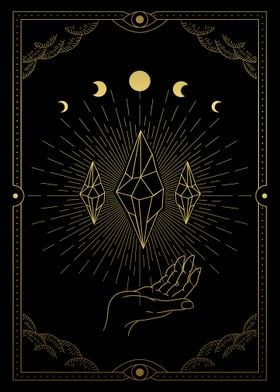 Tarot three crystal stones