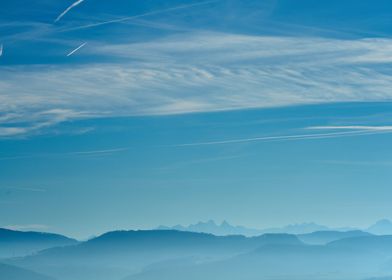 Blue sky with cloud streak