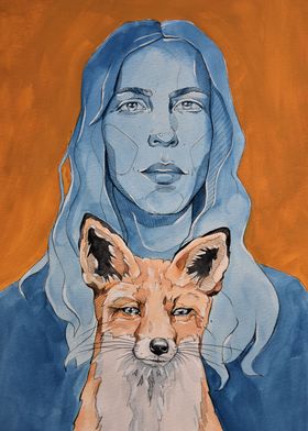 painting girl and fox