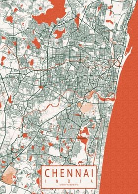 Chennai City Map Bohemian