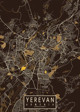 Yerevan City Map Pastel