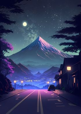 The Road to Fuji at Night