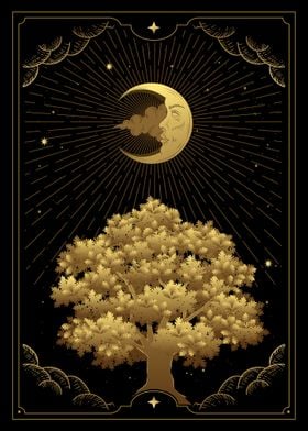 Tarot moon over tree