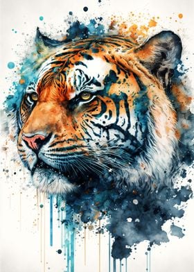 Tiger in watercolor art