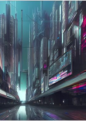 Dystopian City at Night