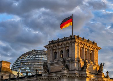 Berlin Reichstag At Sunset