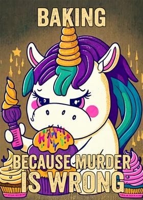 Unicorn Baking Murder Cute