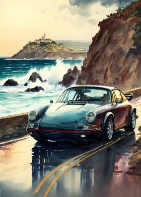 Porsche 911 Watercolor
