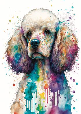 Poodle in watercolor art