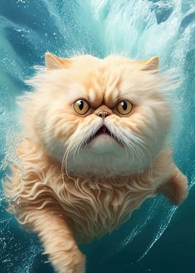 Funny Cat Swimming